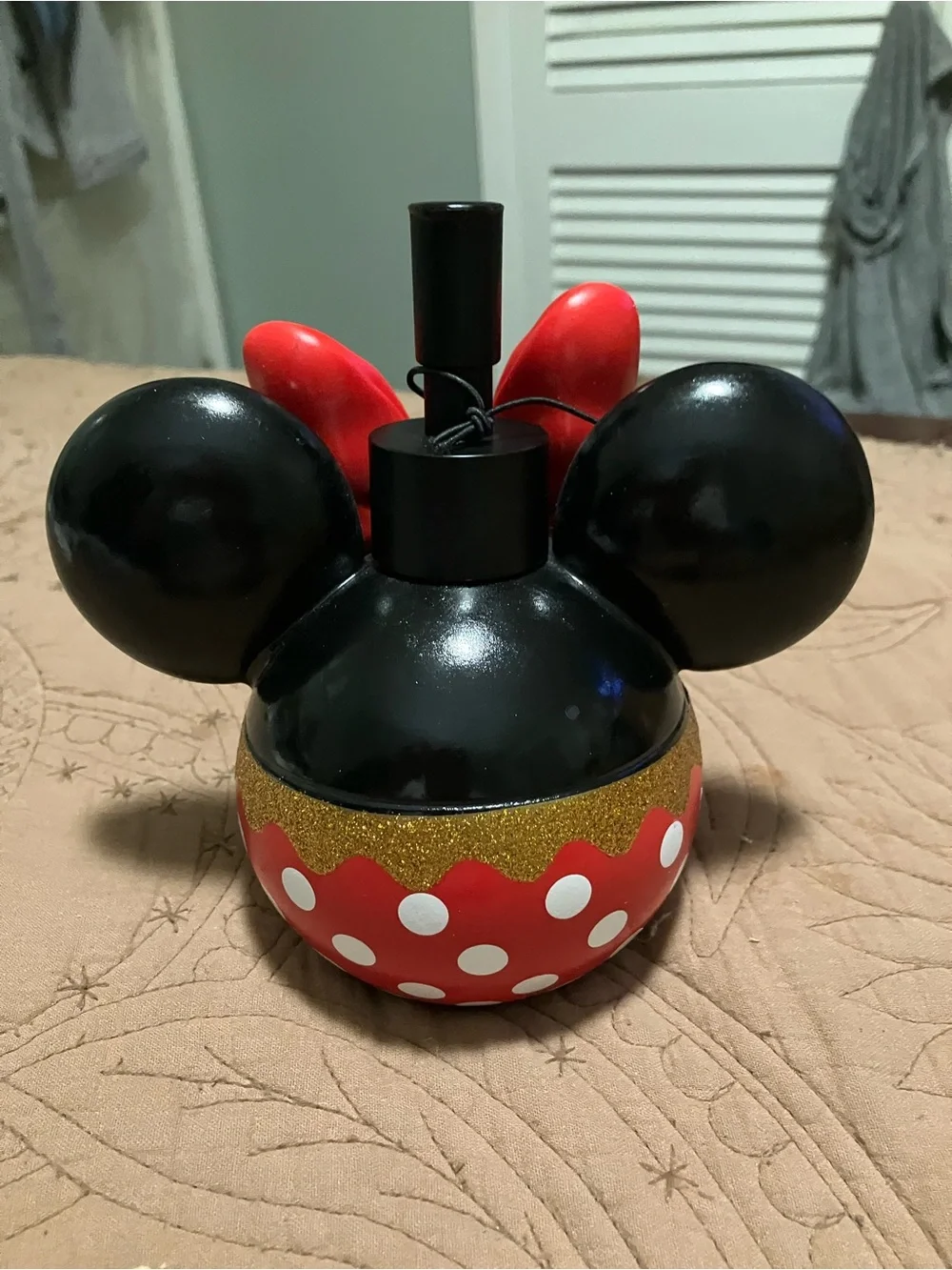 NWT Minnie Mouse Glitter Red Polka Dot Soap Or Lotion Dispenser